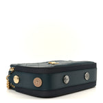 Calfskin Grosgrain Stitched Button Up Camera Case Green