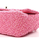 Wool Tweed Quilted Mini Rectangular Flap Dark Pink Fuchsia
