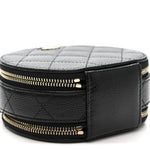 Caviar Quilted Round Handle With Care Vanity With Chain Black