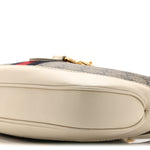 GG Supreme Monogram Azalea Calfskin Web Small Jackie 1961 Hobo Beige Ebony Mystic White