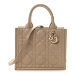 Calfskin Macro Cannage Small Book Tote Taupe