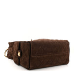 Suede Quilted Medium Chanel 25 Handbag Dark Brown