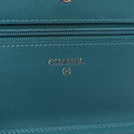 Lambskin Chevron Quilted Wallet On Chain WOC Turquoise