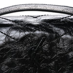 Crinkled Calfskin Matelasse Monogram Baby Niki Chain Satchel Black