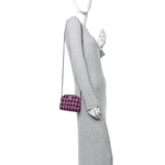 Tweed Quilted Mini Clutch With Chain Purple