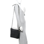 Crocodile Embossed Calfskin Medium Gabrielle Cocodile Hobo Black