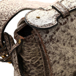 Metallic Pebbled Lambskin Paddington Satchel Grey