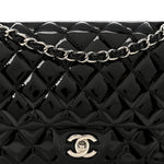 Patent Quilted Medium Double Flap Black