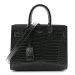 Calfskin Crocodile Embossed Nano Sac De Jour Dark Green