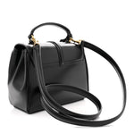 Satinated Calfskin Small 16 Top Handle Bag Black