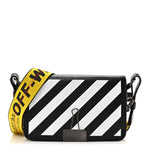 Saffiano Striped Mini Diag Binder Clip Bag Black White Yellow