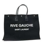 Linen Calfskin Rive Gauche Tote Black