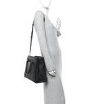 Grainy Calfskin Large Virtus Top Handle Tote Black