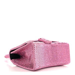 Strass Suede Hourglass Top Handle Bag XS Pink