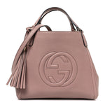 Pebbled Calfskin Small Soho Shoulder Bag Light Pink