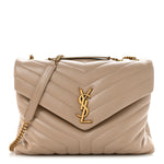Calfskin Y Quilted Monogram Medium Loulou Chain Satchel Dark Beige