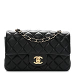 Lambskin Quilted Mini Rectangular Flap Black
