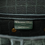 Velvet Crocodile Effect Saddle Bag Green