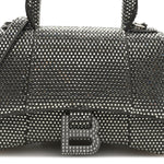 Strass Suede Hourglass Top Handle Bag XS Smoke Grey Crystal