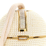 Swarovski Crystal Disco Ball Minaudiere Clutch White Gold