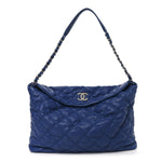 Calfskin Quilted French Riviera Hobo  Blue