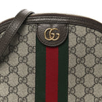 GG Supreme Monogram Textured Dollar Calfskin Web Small Ophidia Dome Shoulder Bag Beige Ebony New Acero