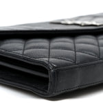 Sheepskin Tri-Quilt Monogram Envelope Chain Wallet Black