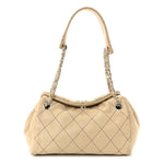 Lambskin Stitched Accordion Tote Beige