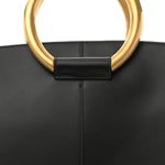 Smooth Calfskin Maxi Trapezoid Shopping Tote Black