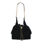 Suede Quilted Medium Chanel 25 Handbag Black
