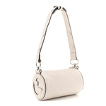 Sakai Be Green Calfskin Diagonal Stitched Mini Blondie Barrel Shoulder Bag Mystic White