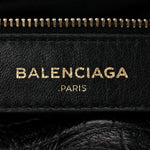 Calfskin Crocodile Embossed Giant 12 Gold Hardware City Black