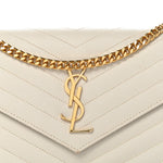 Grain De Poudre Matelasse Chevron Monogram Chain Wallet Crema Soft