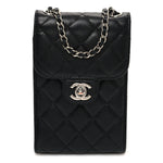 Caviar Quilted Classic Phone Holder Black