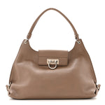 Calfskin Fanisa Gancini Large Hobo Beige