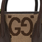 Monogram Jumbo GG Textured Dollar Calfskin Web Mini Vertical Tote Camel Ebony New Acero