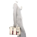 Koi Calfskin Medium Bauletto Duffle Top Handle Bag White