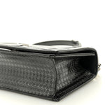 Metallic Patent Micro-Cannage Medium Diorama Flap Bag Onyx Black