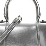 Metallic Textured Calfskin Hourglass Top Handle Bag XS Silver