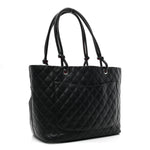 Calfskin Quilted Large Cambon Tote Black