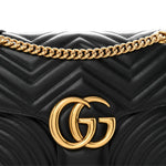Calfskin Matelasse Medium GG Marmont Shoulder Bag Black
