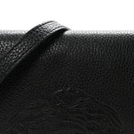 Grained Calfskin Embossed Medusa Flap Bag Black