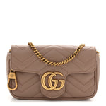 Calfskin Matelasse Super Mini GG Marmont Shoulder Bag Porcelain Rose