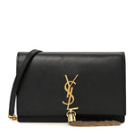 Smooth Calfskin Classic Monogram Kate Tassel Chain Wallet Black