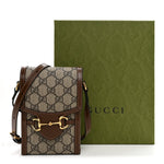 GG Supreme Monogram Mini Horsebit 1955 Crossbody Bag Beige Brown Sugar