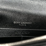 Grain De Poudre Matelasse Chevron Monogram Envelope Chain Wallet Black
