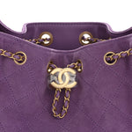 Suede Quilted Mini Chanel 25 Handbag Purple