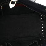 Vitello Small Rockstud Double Handle Tote Black