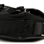 Re-Nylon Saffiano Pocket Double Snap Buckle Shoulder Bag Black