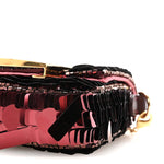 Sequin Paillettes Shiny Nappa Sex and the City Nano Maxi Buckle Baguette Charm Granata